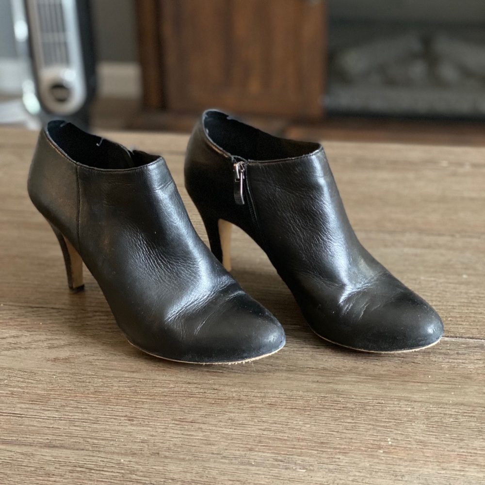 Black leather booties